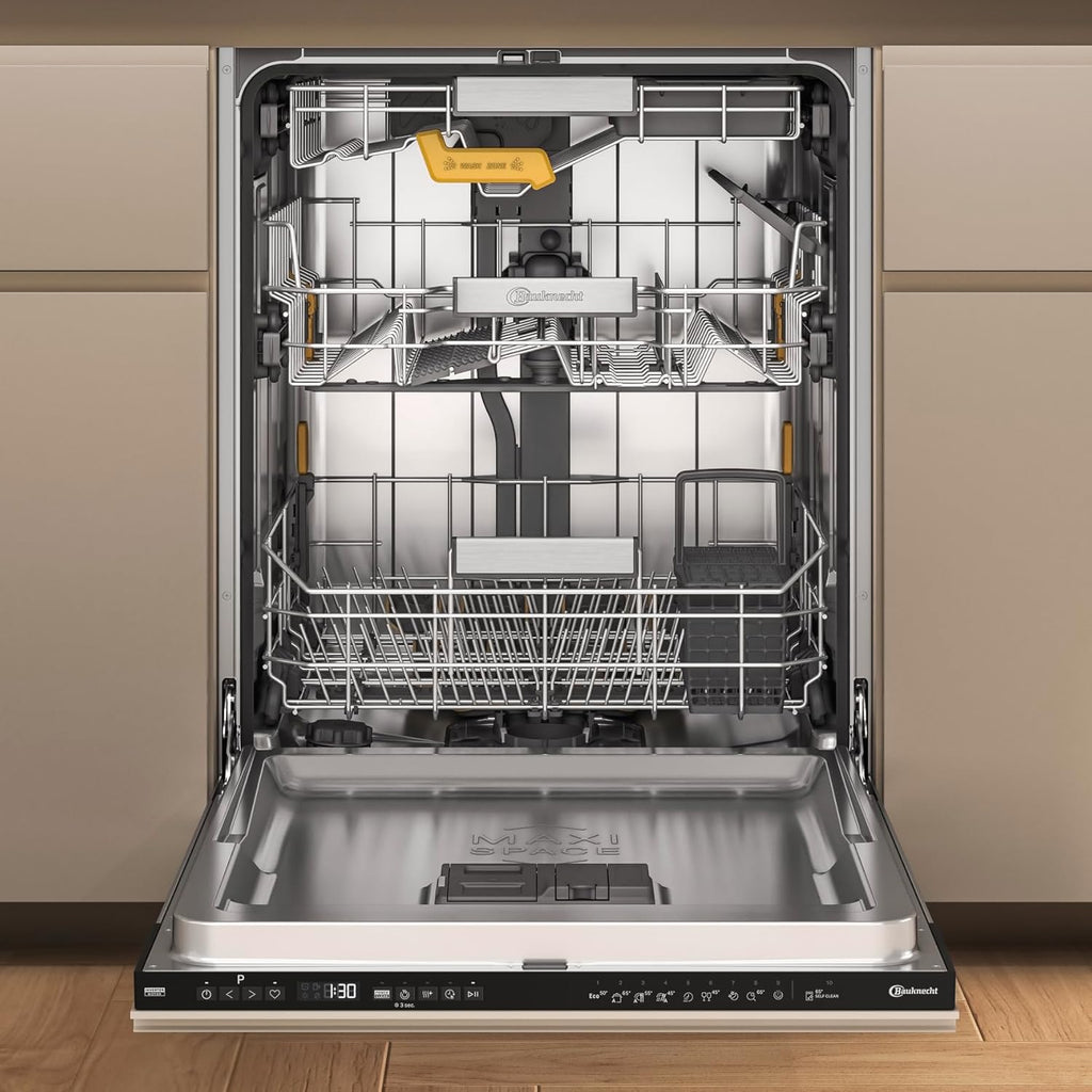 Bauknecht BCIO 3T341 PLET Vollintegrierbarer Geschirrspüler 60 cm /Edelstahl/14 Maßgedecke/10 Standardprogramme und 1 Sensorprogramm/PowerClean/ActiveDry/Besteckschublade/Vollwasserschutz