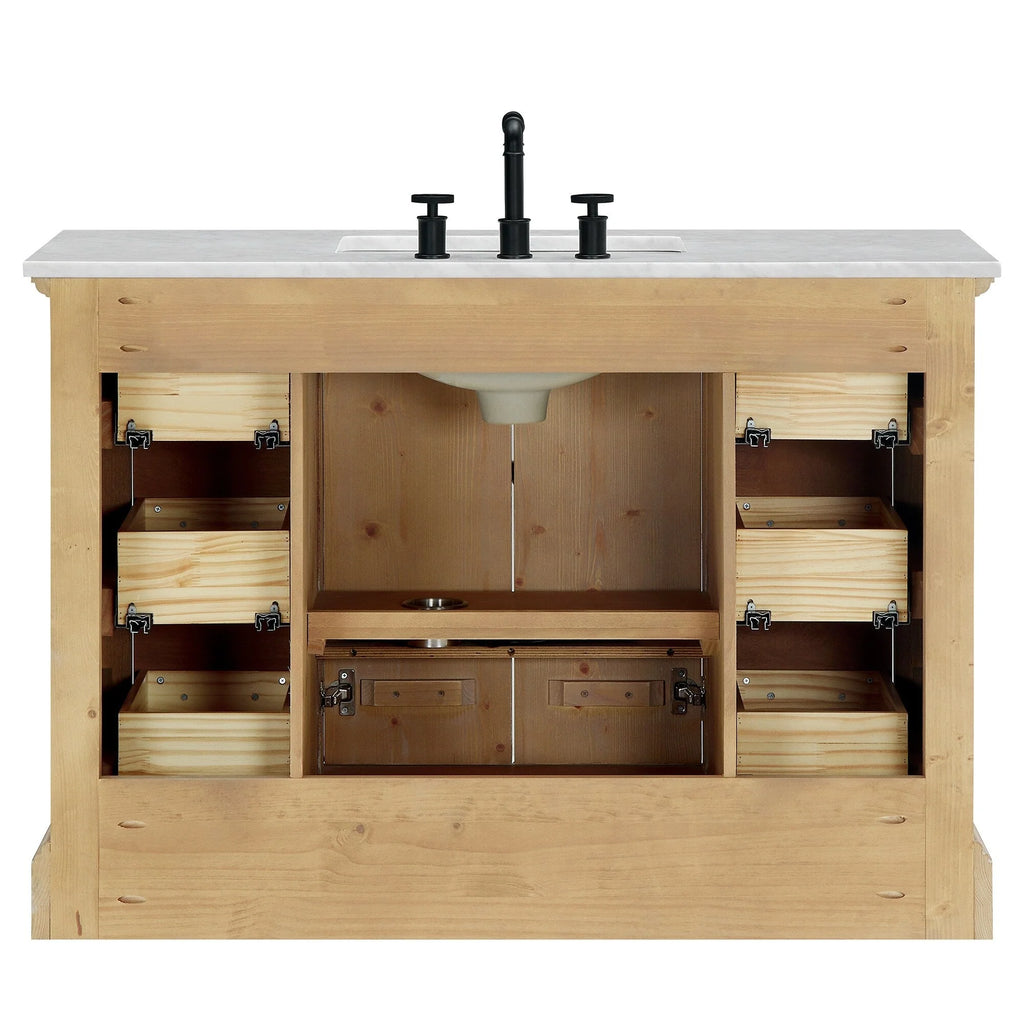 Hervas Bath Vanity with Natural Marble Top without Mirror