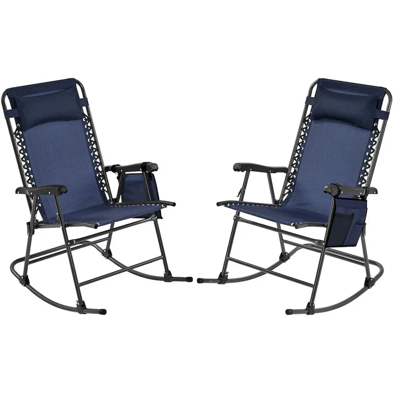 Yaheetech 2pcs 26in Rocking Chair Foldable Outdoor Lounge Chair