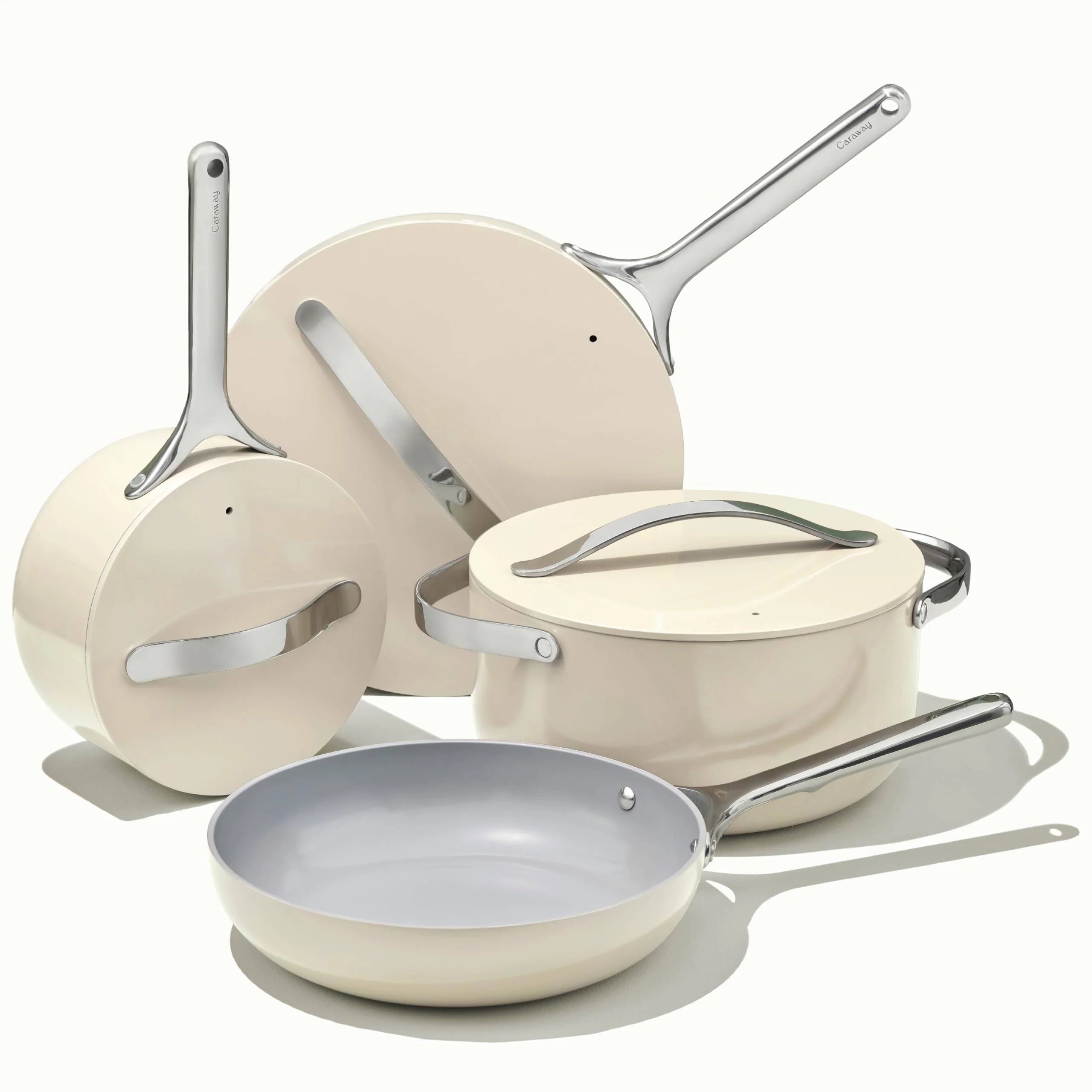 Caraway Home Non-Stick Ceramic Cookware Set, 7-Piece - Cream