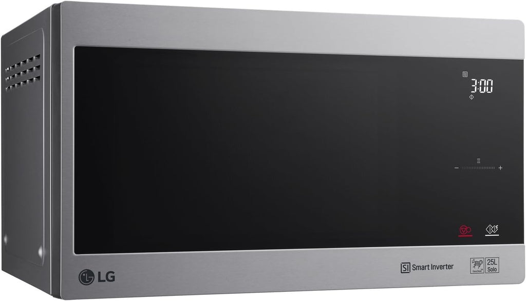 LG MS2595CIS Mikrowelle mit Smart Inverter Technologie, 25 Liter Kapazität, 1000 W, Automatikprogramme, einstellbare Leistungsstufen und EasyClean-Funktion, Silber