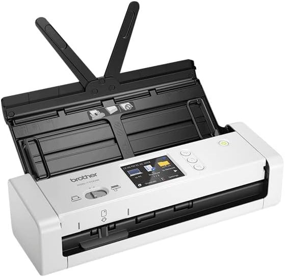 Brother ADS-1700W Kompakter und intelligenter Dokumentenscanner | Dokumentenzuführung | Automatisches Scannen | Wi-Fi/Wi-Fi Direct, Weiß/Schwarz