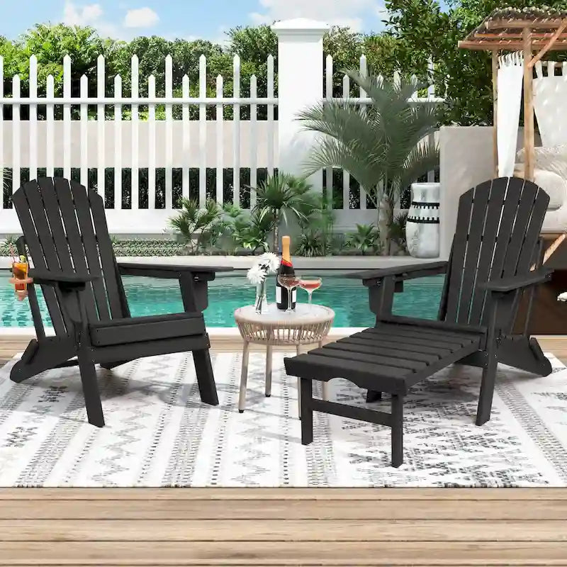 Vrakae Folding and Adjustable Adirondack Chair with Ottoman