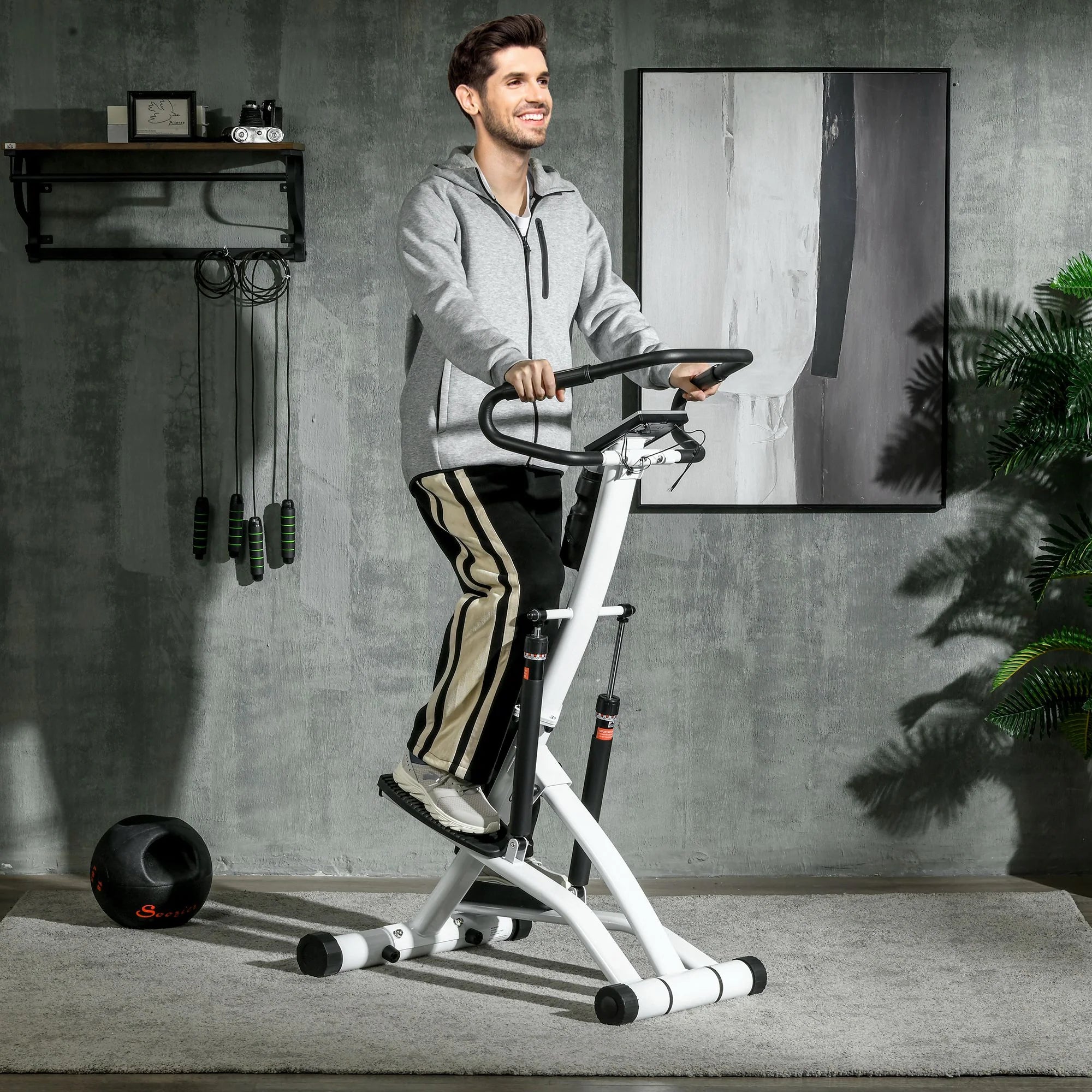 SPORTNOW Stepper mit Handgriff 12 Widerstandsstufen Monitor-Anzeige