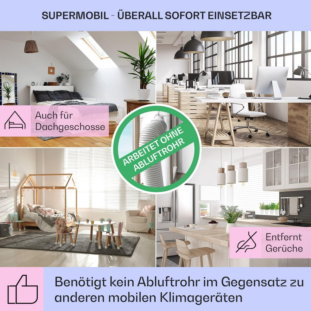 Klarstein 4-in-1: Smart Luftkühler, Ventilator, Luftbefeuchter & Ionisation I 6 L Wassertank, Oszillation, 30 W, 210 m³/h, Timer I Klimagerät ohne Abluftschlauch, Mobiles Klimagerät, Schwarz-Rosegold