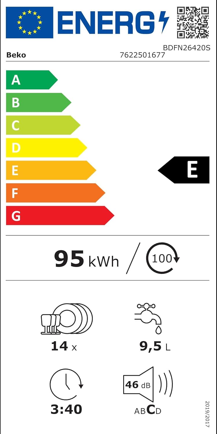 Beko BDFN26420W b300 freistehender Geschirrspüler, unterbaufhig, Platz für 14 Magedecke, Pro Inverter Motor, TrayWash, HygieneIntense, 6 Programme, WaterSafe+, Wei