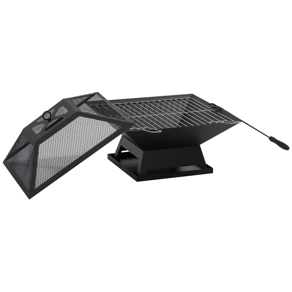 Outsunny Feuerschale Grill 2-in-1 mit Funkenschutz Outdoor