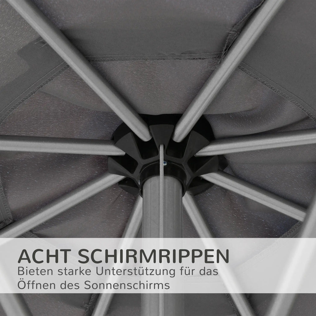 Outsunny Sonnenschirm 2,7 m Dunkelgrau mit Kurbel & UV-Schutz
