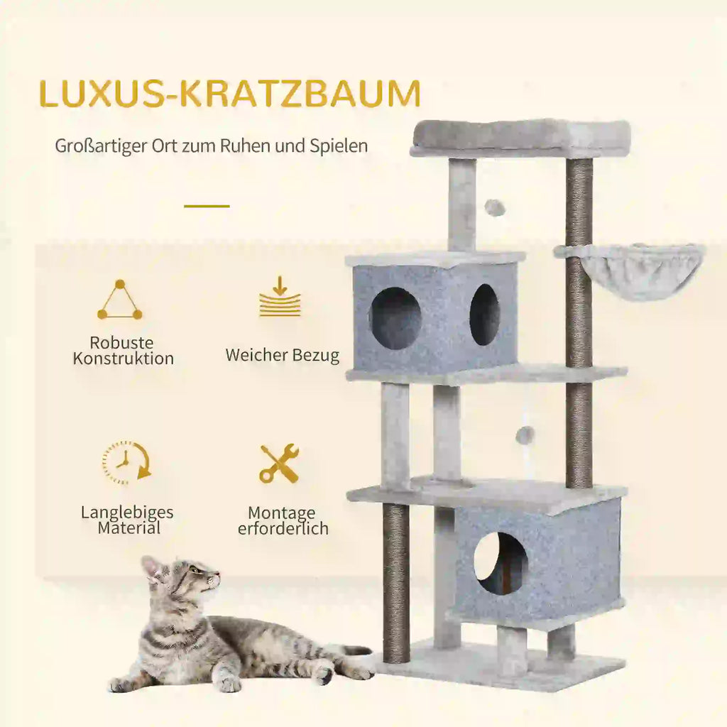 PawHut Kratzbaum Katzenhöhlen Plattformen Spielball Kratzstämme