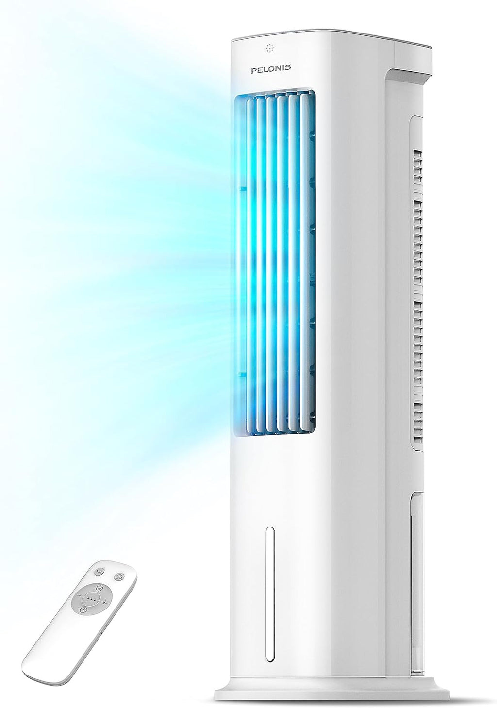 PELONIS Luftkühler mit Wasserkühlung, Klimaanlage Mobil, 5L Ventilator mit Wasserkühlung, Klimagert Luftbefeuchter mit Fernbedienung, 355m/h Klimaanlage Ohne Abluftschlauch