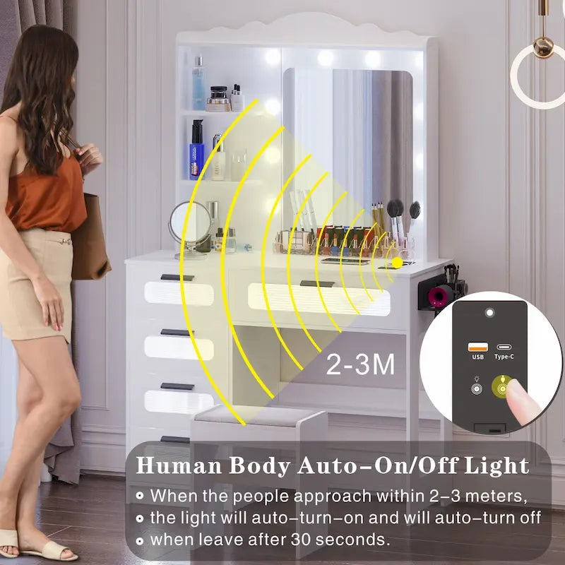 Makeup Vanity with 3 Lighting Colors