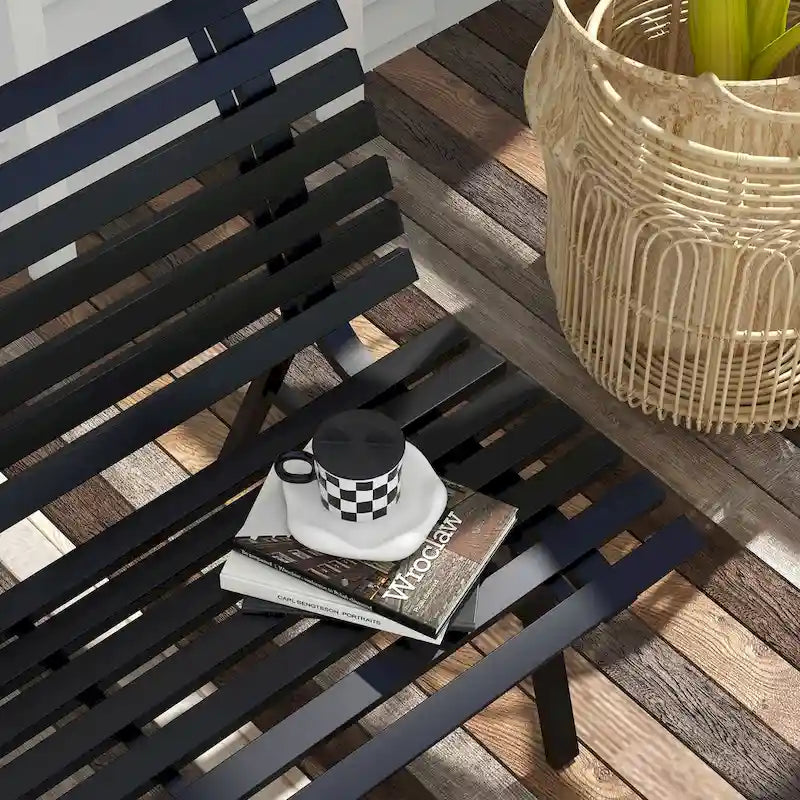 Outsunny 48.5 Garden Bench, Outdoor Patio Bench, Lightweight Aluminum Park Bench with Slatted Seat