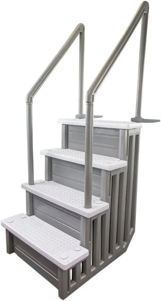Select Anti-Slip in-Pool Steps | Gray | for Above Ground Swimming Pools | Can Mount to Decks 48" to 54" H | Safety Stairs Capacity Up to 300 lbs