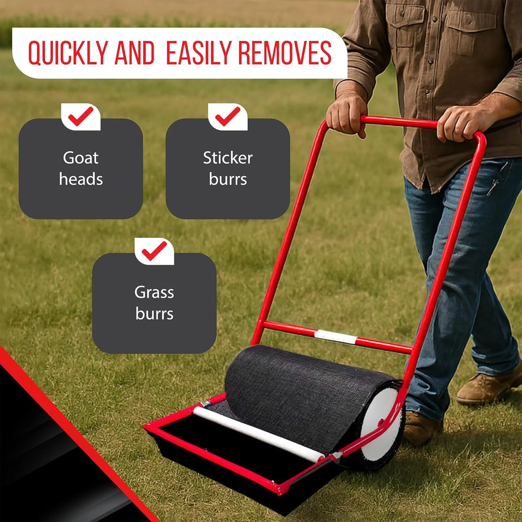 X-Large Sticker Burr Roller Remover Yard Tool, 18", Push Model 2.0