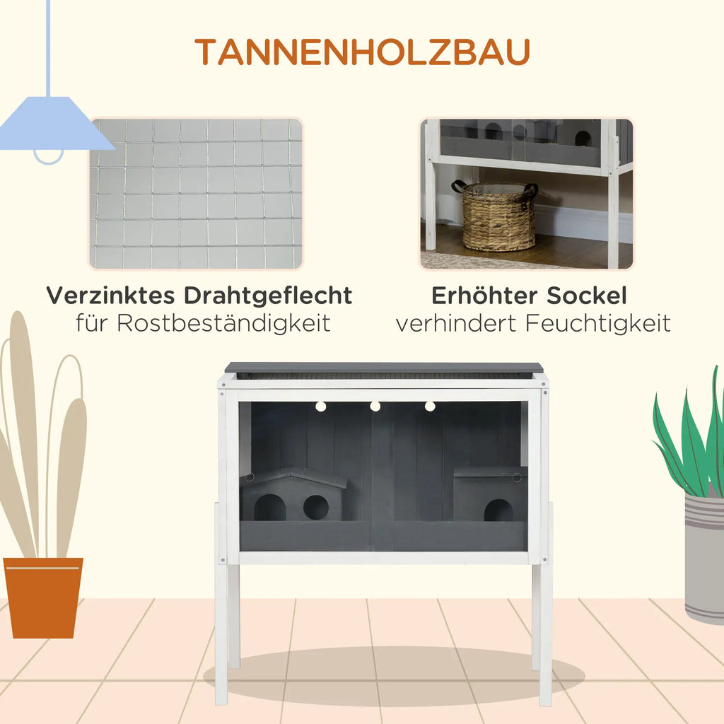 PawHut Zwerghamsterkäfig mit Regal und Acrylschiebetüren Holz