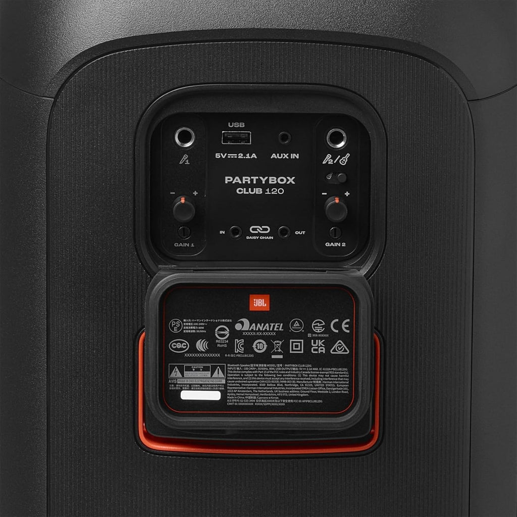 JBL Partybox Stage 120 in Schwarz – Tragbare Bluetooth-Lautsprecher-Box mit JBL Pro Sound, Lichtshow, KI-Sound-Boost und Teleskopgriff – 12 h Laufzeit