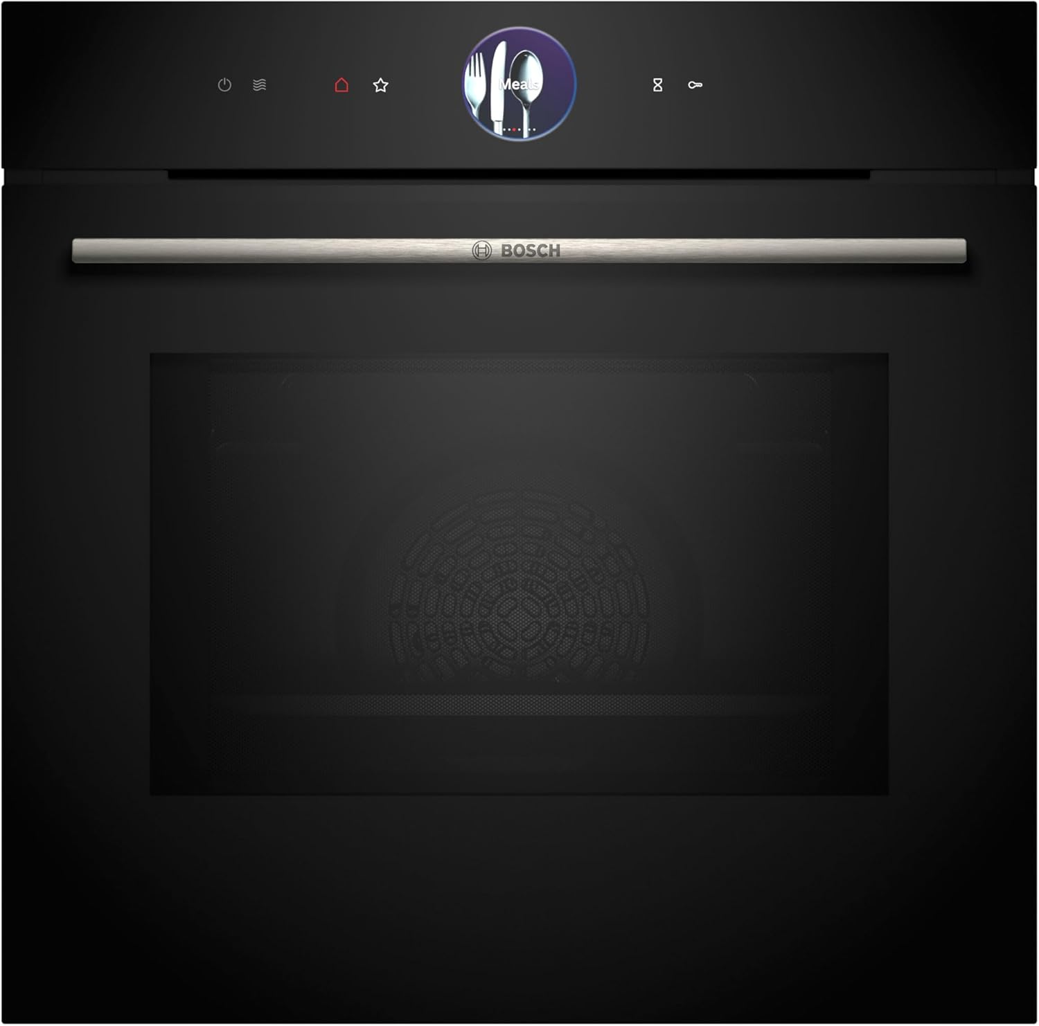 Bosch HMG7361B1, Serie 8 smarter Einbau-Backofen mit Mikrowellenfunktion, 60 x 60 cm, Made in Germany, Schwarz, Air Fry, Digitaler Bedienring, Touchdisplay, Automatikprogramme, Reinigungsunterstützung
