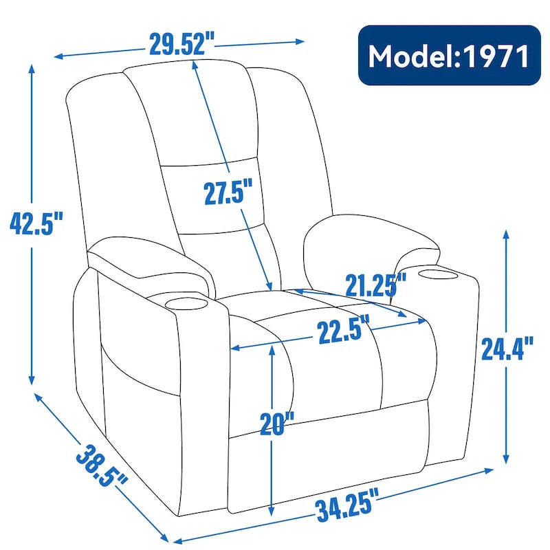 Power Lift Recliner Chair with Massage and Heat, Lazy Boy Overstuffed Wide Recliners w/USB, Type C Ports & 2 Steel Cup Holders