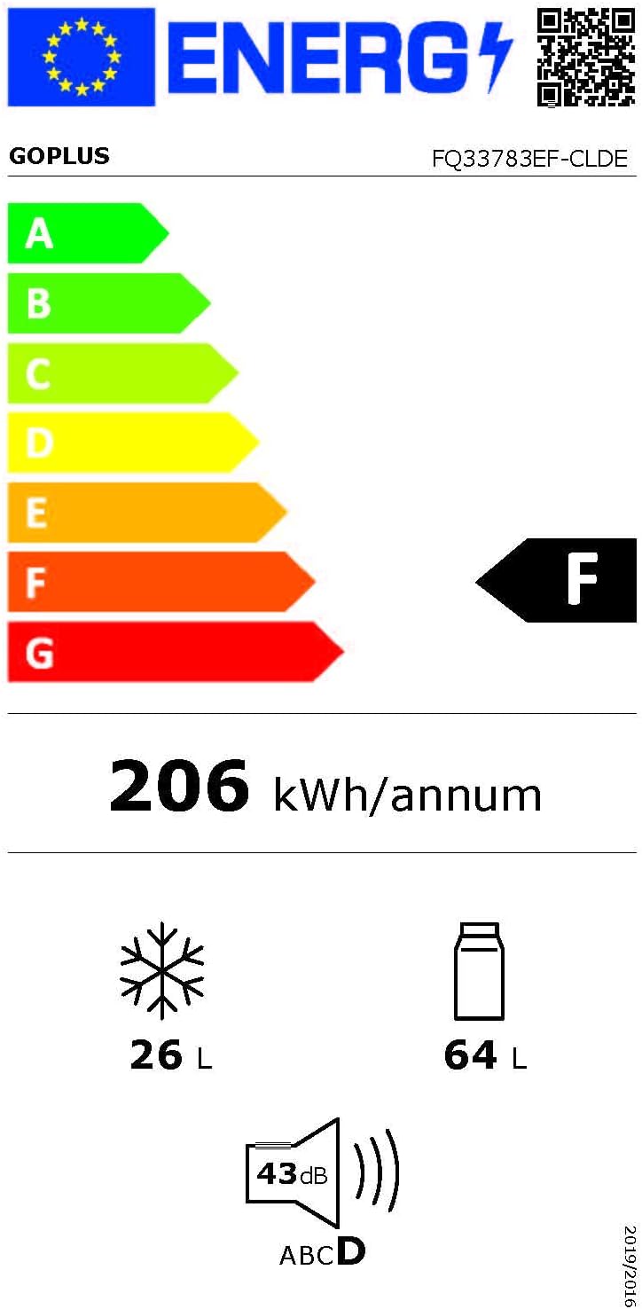 GOPLUS Kühlschrank mit Gefrierfach - Kühl Gefrierkombination / 90L Gesamtnutzinhalt, 27L Gefrierteil/Thermostat einstellbar/LED Innenbeleuchtung/Türanschlag wechselbar (Weiß)