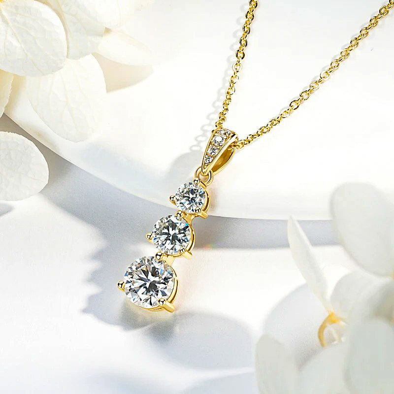 Three Stone Pendant Necklace