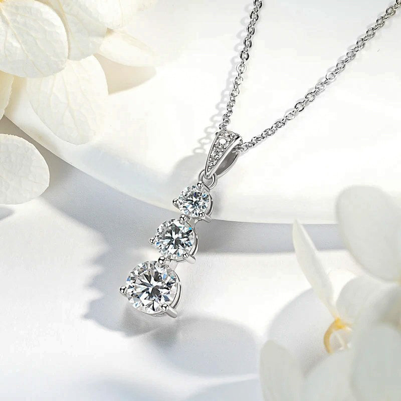 Three Stone Pendant Necklace