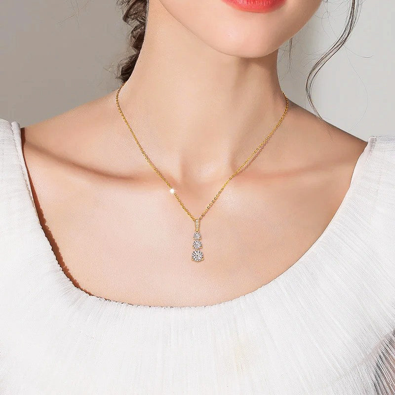 Three Stone Pendant Necklace
