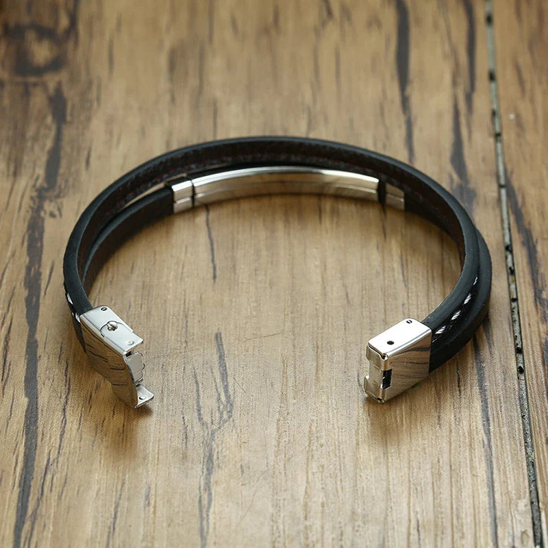 Unique Sew Lines Leather Bracelet