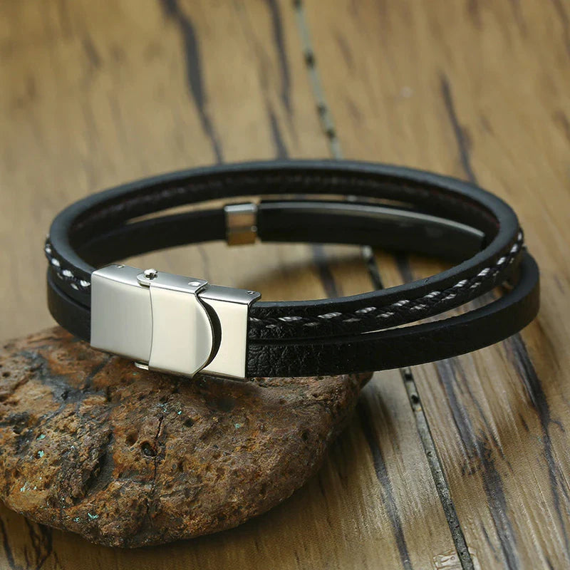 Unique Sew Lines Leather Bracelet