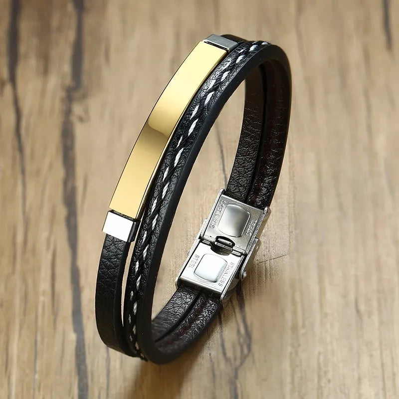 Unique Sew Lines Leather Bracelet