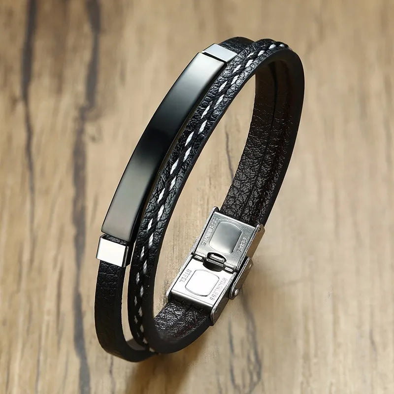 Unique Sew Lines Leather Bracelet