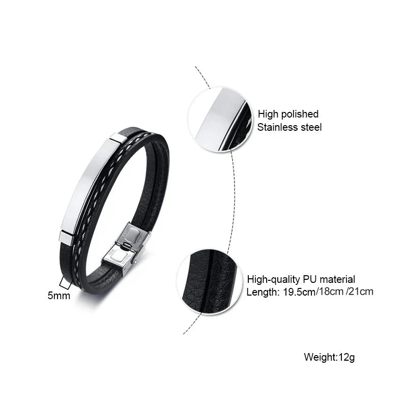 Unique Sew Lines Leather Bracelet
