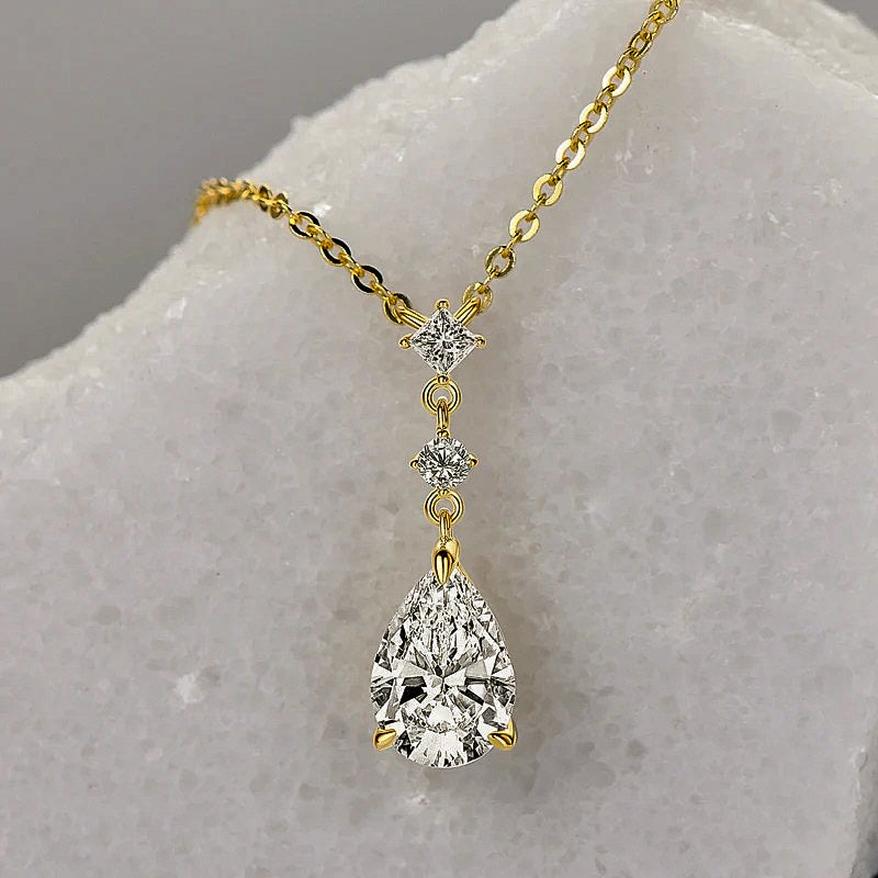 Pear Cut Moissanite Pendant Necklace