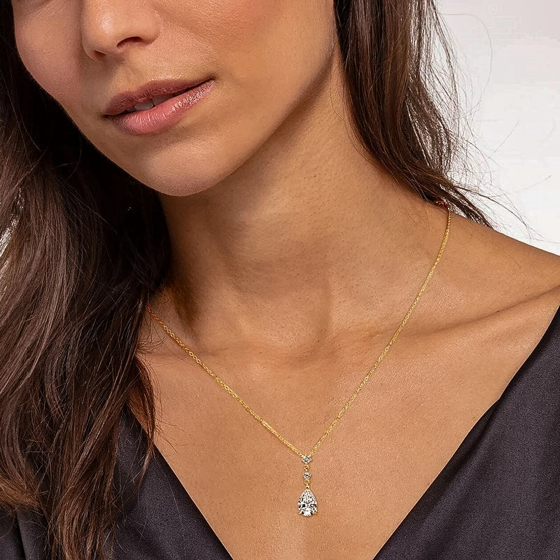Pear Cut Moissanite Pendant Necklace