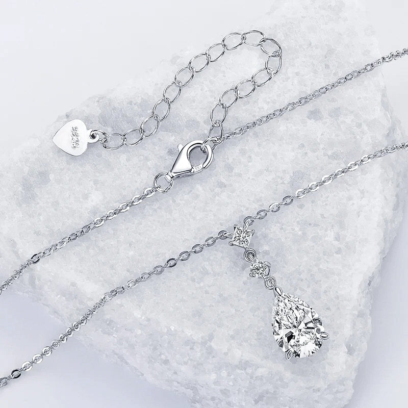 Pear Cut Moissanite Pendant Necklace