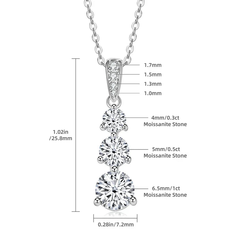 Three Stone Pendant Necklace