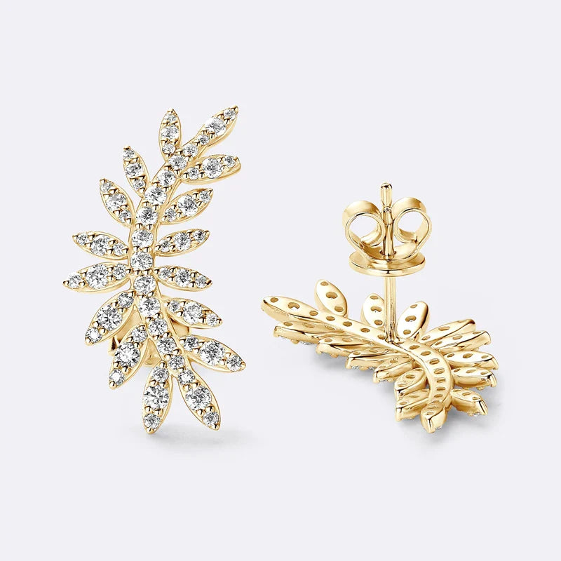 Leaf-Shaped Stud Earrings