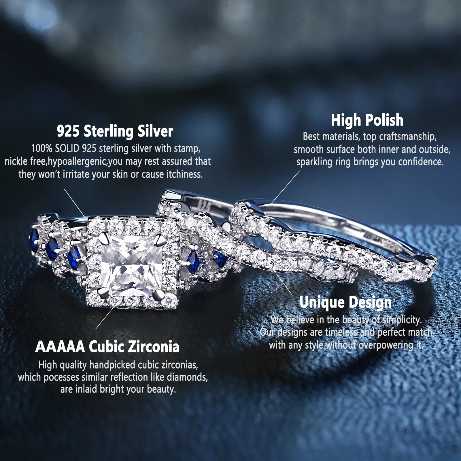 Ladies 2.6ct Princess Cut 5A Zircon Ring