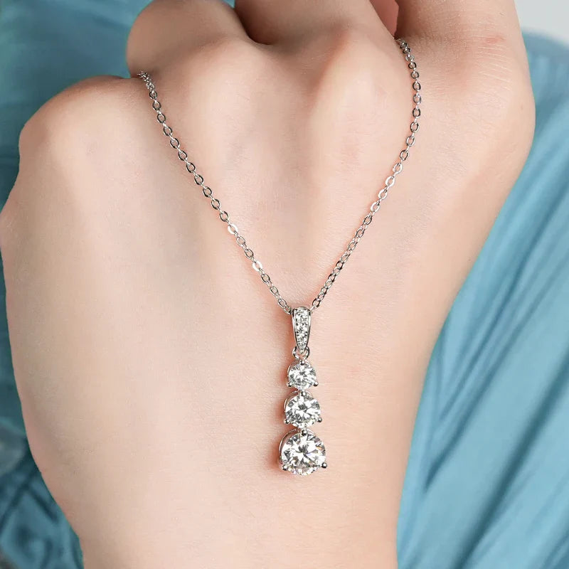 Three Stone Pendant Necklace