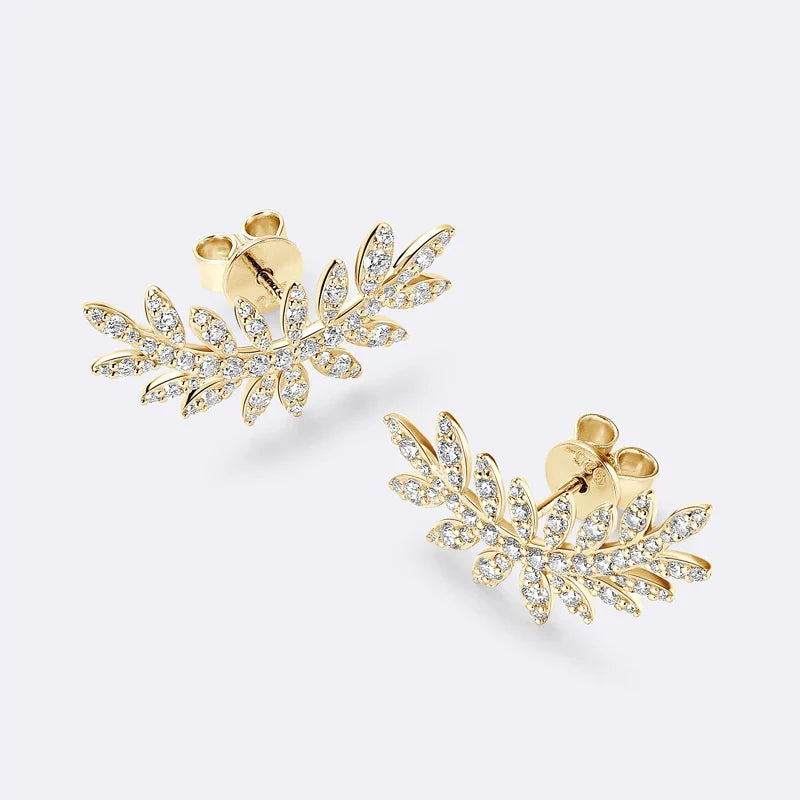 Leaf-Shaped Stud Earrings