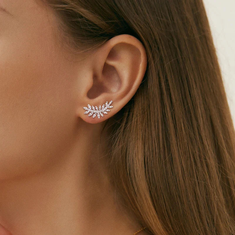 Leaf-Shaped Stud Earrings