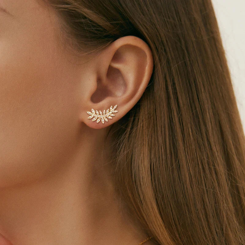 Leaf-Shaped Stud Earrings
