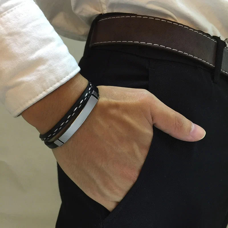 Unique Sew Lines Leather Bracelet