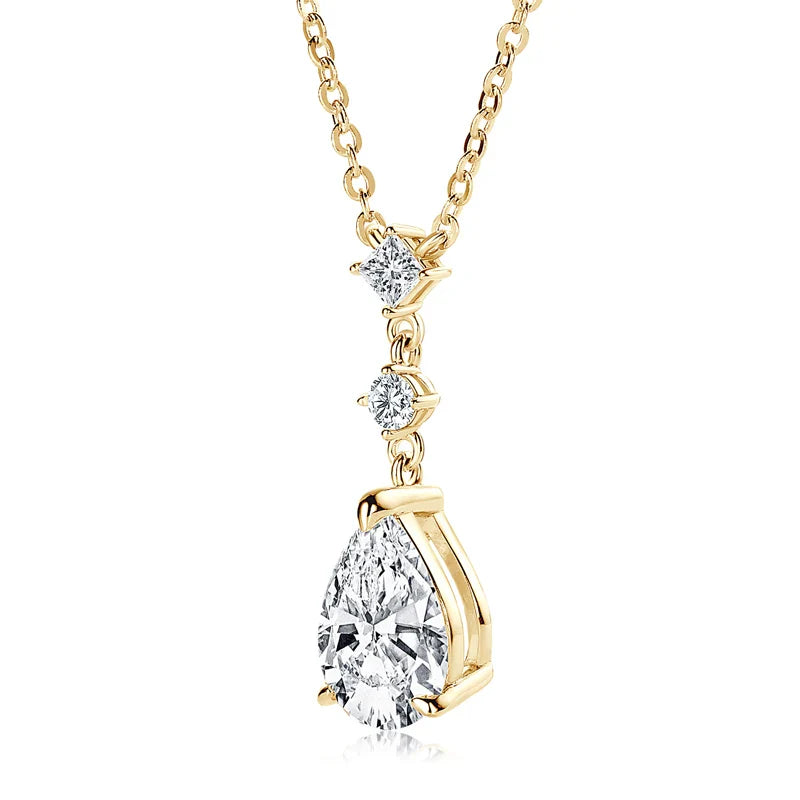 Pear Cut Moissanite Pendant Necklace