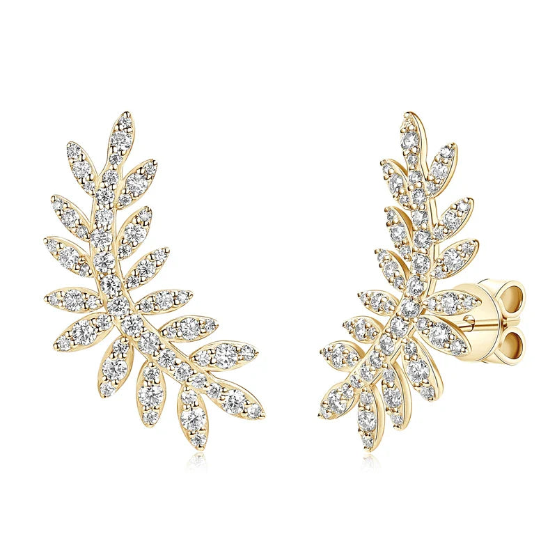 Leaf-Shaped Stud Earrings