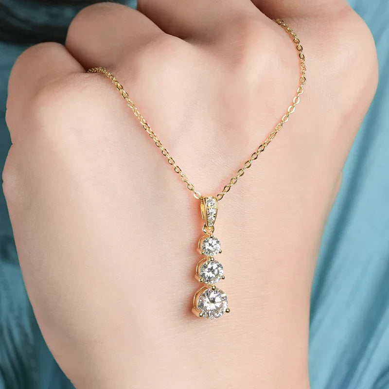 Three Stone Pendant Necklace