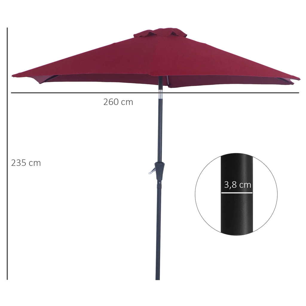 Outsunny Sonnenschirm Kippfunktion Handkurbel Aluminium Rot