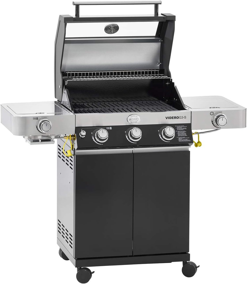 RÖSLE Elektrogrill BBQ-Portable Videro E2-P, tragbarer Tischgrill mit 2 Brennern, Warmhalterost und Deckel mit Glaseinsatz, pulverbeschichteter Stahl, schwarz/silbern
