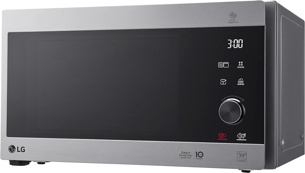 LG MS2595CIS Mikrowelle mit Smart Inverter Technologie, 25 Liter Kapazität, 1000 W, Automatikprogramme, einstellbare Leistungsstufen und EasyClean-Funktion, Silber