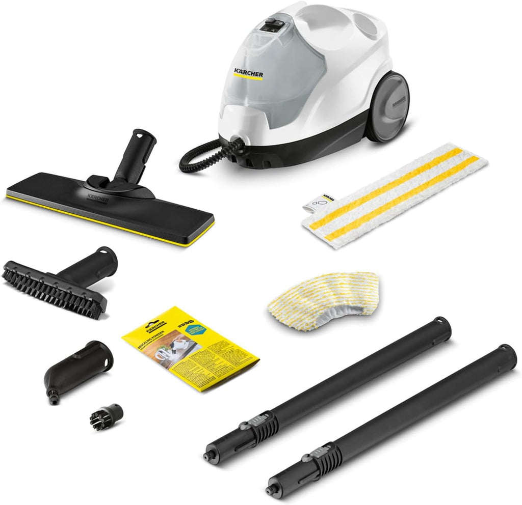 Krcher Dampfreiniger SC 5 EasyFix Iron Plug mit Heiwasser-Zuschaltung, Dampfdruck: 4,2 bar, Aufheizzeit: 3 min., Flche: ca. 150 m, Tank: 0,5 l + 1,5 l, Bodenreinigungsset EasyFix und Düsen