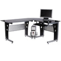 HOMCOM Eckschreibtisch L-Form mit Tastaturablage & PC-Tower-Halterung